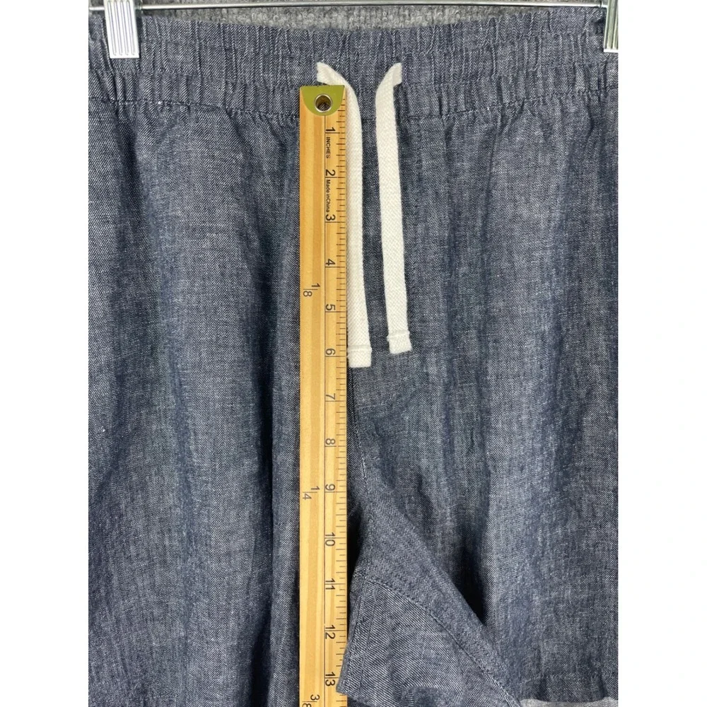 Sun Stone Shorts Mens XL Blue Linen Cotton Elastic Waist Drawstring
